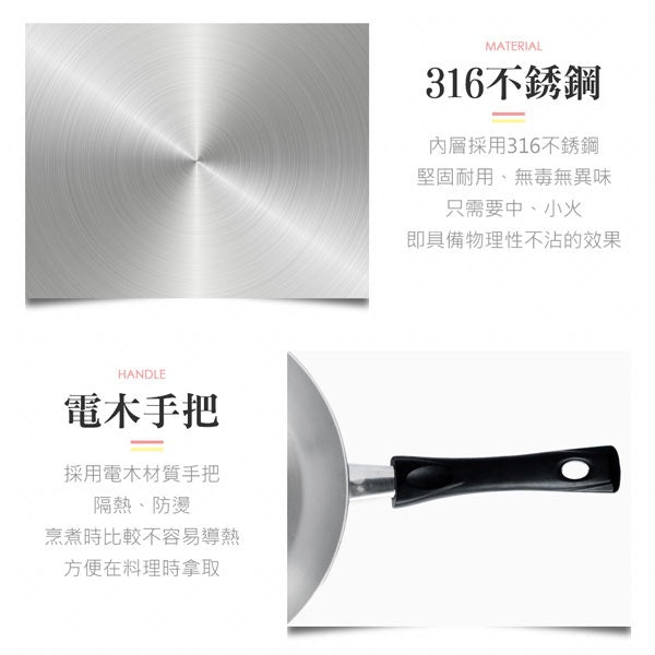 Le idea│PERFECT Jinzhi 316 stainless steel pot set pan + soup pot wok pot stew pot