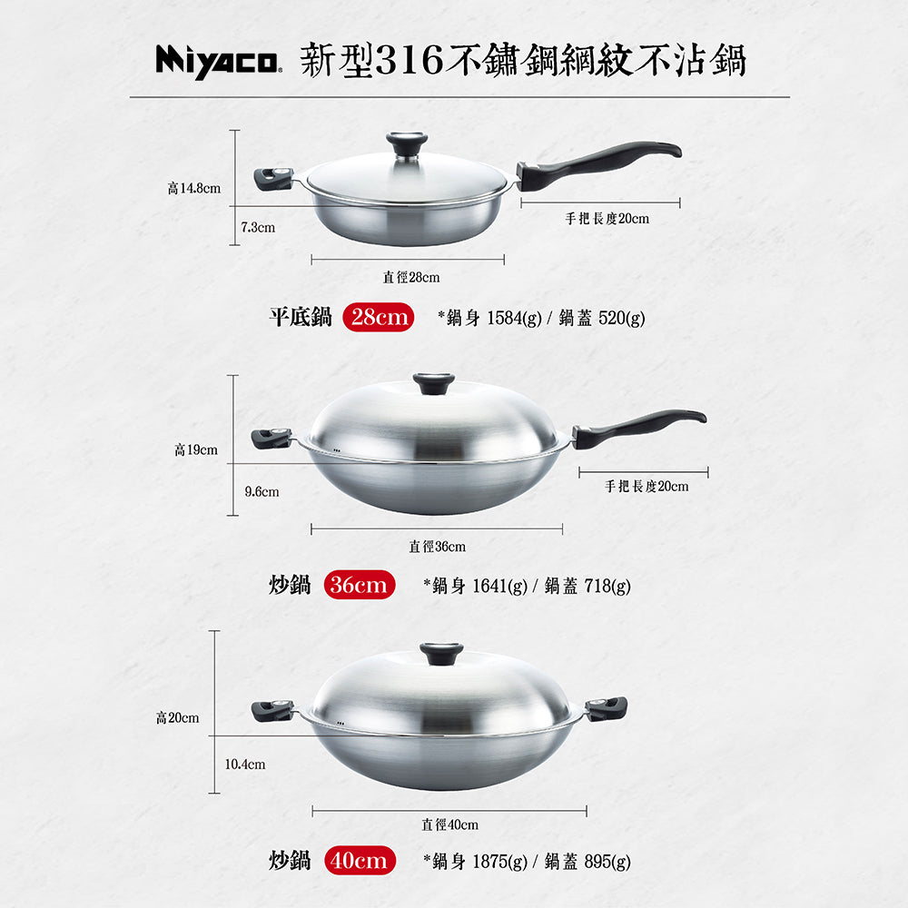Le idea│Miyaco new 316 stainless steel mesh non-stick wok honeycomb non-stick wok with lid