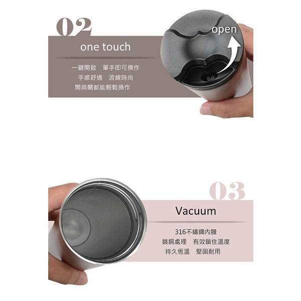 Le idea│PERFECT ultimate 316 stainless steel vacuum double lid coffee cup straight drinking cup