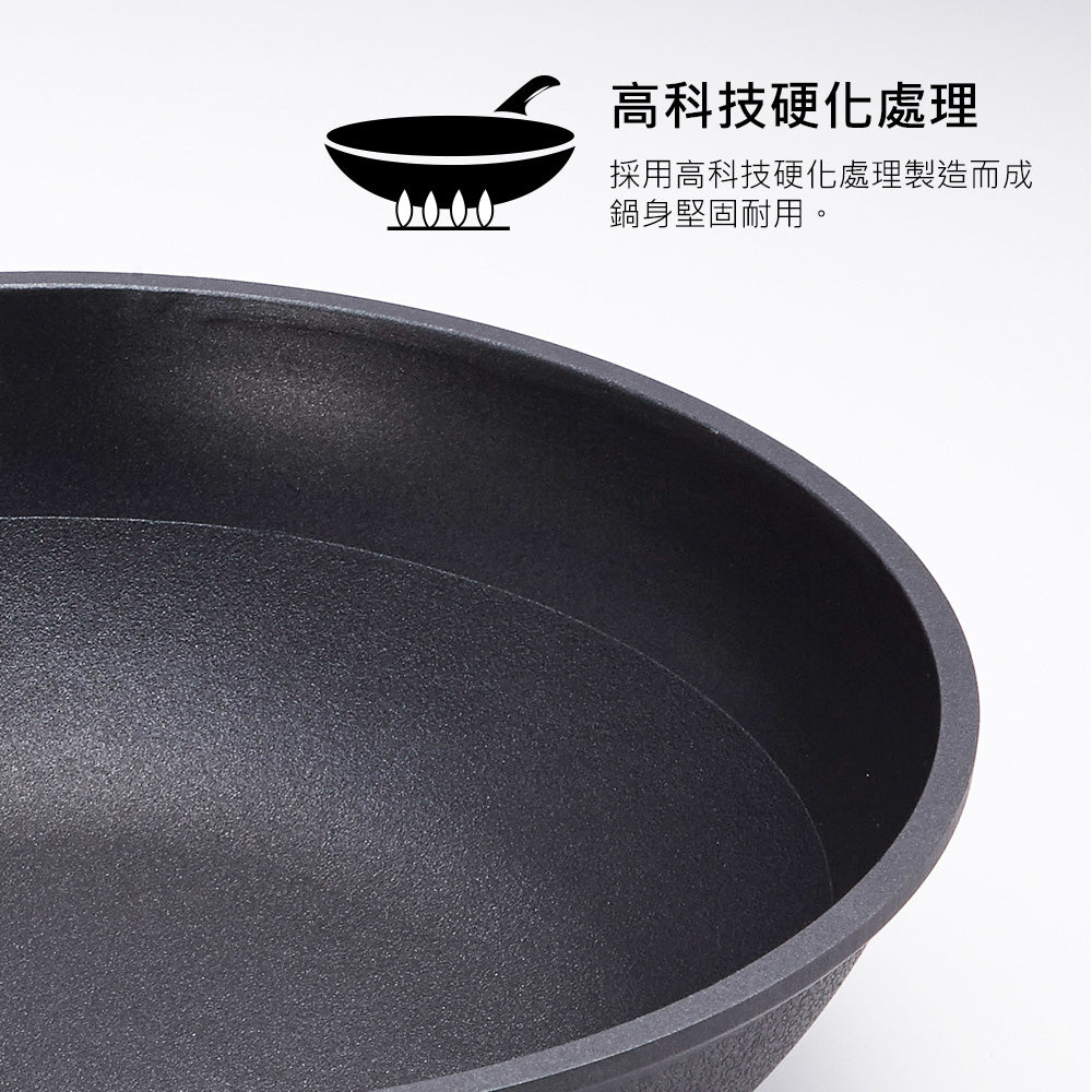 Le idea│PERFECT Japanese-style black gold steel wok non-stick wok without lid