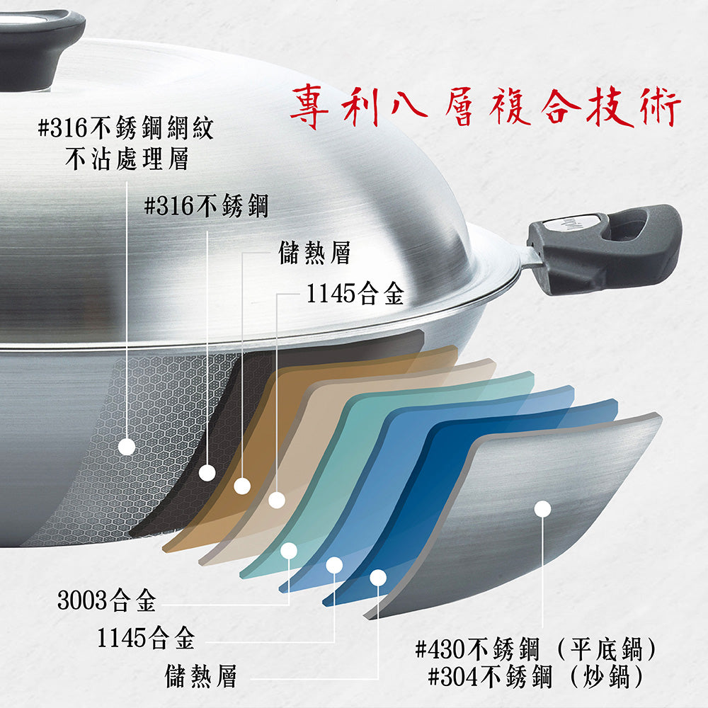 Le idea│Miyaco new 316 stainless steel mesh non-stick wok honeycomb non-stick wok with lid