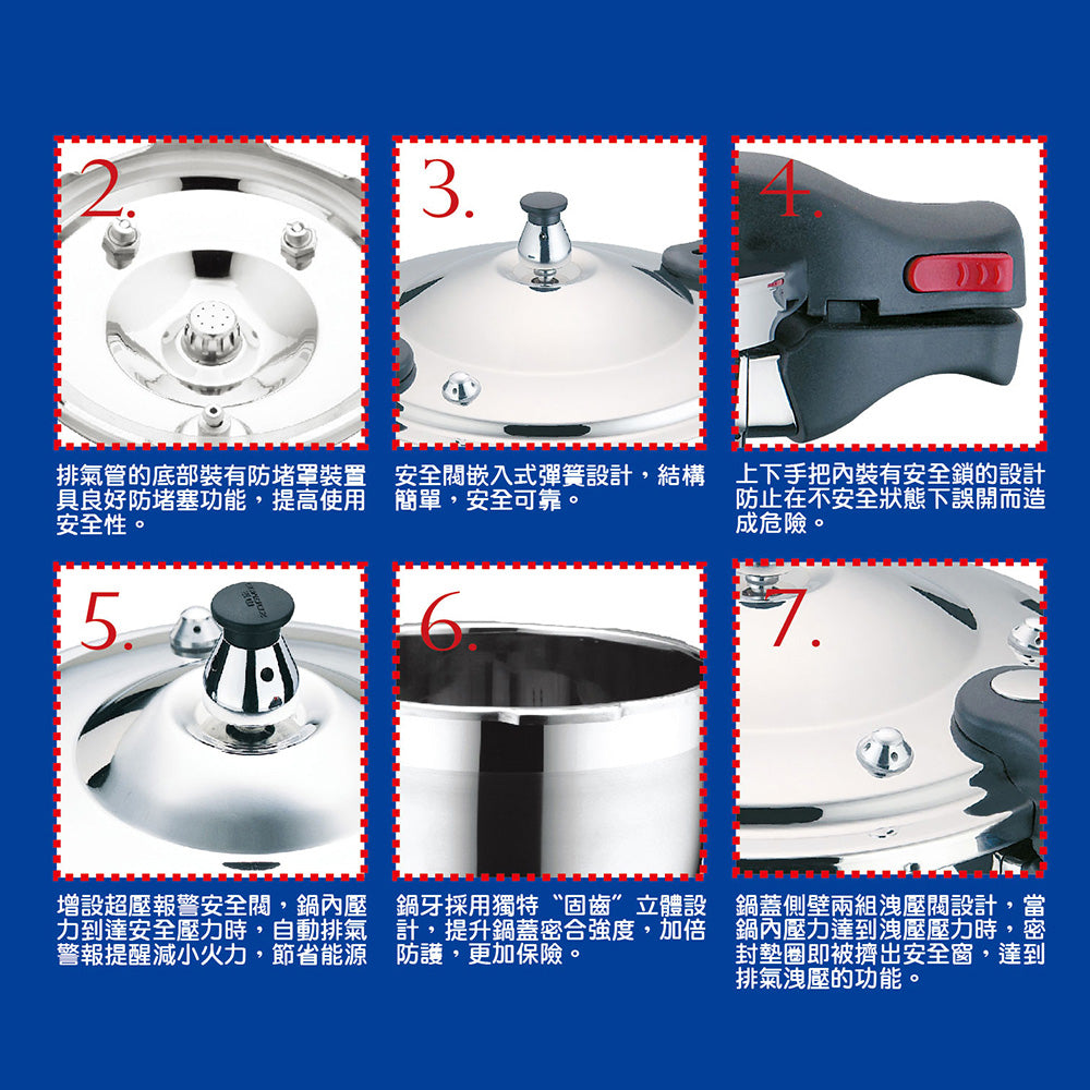 Le idea│Miyaco 304 stainless steel 6+1 safety pressure cooker stock pot