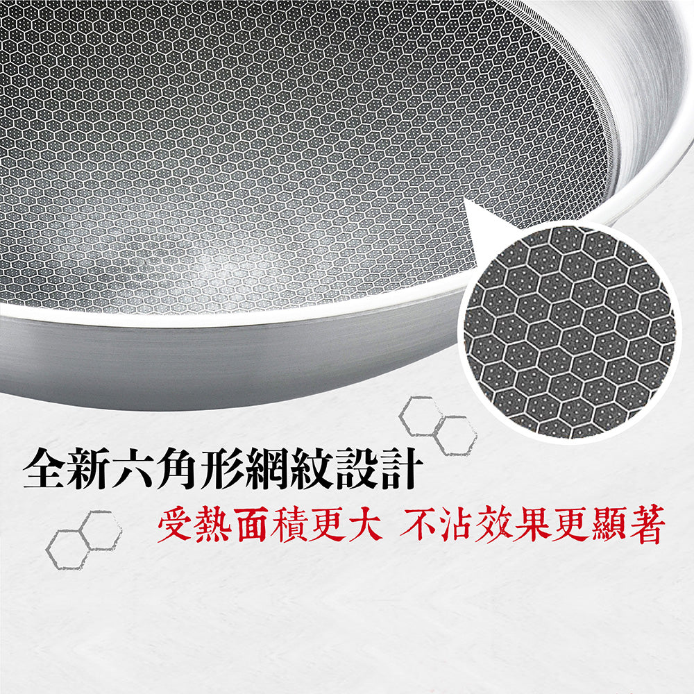 Le idea│Miyaco new 316 stainless steel mesh non-stick wok honeycomb non-stick wok with lid