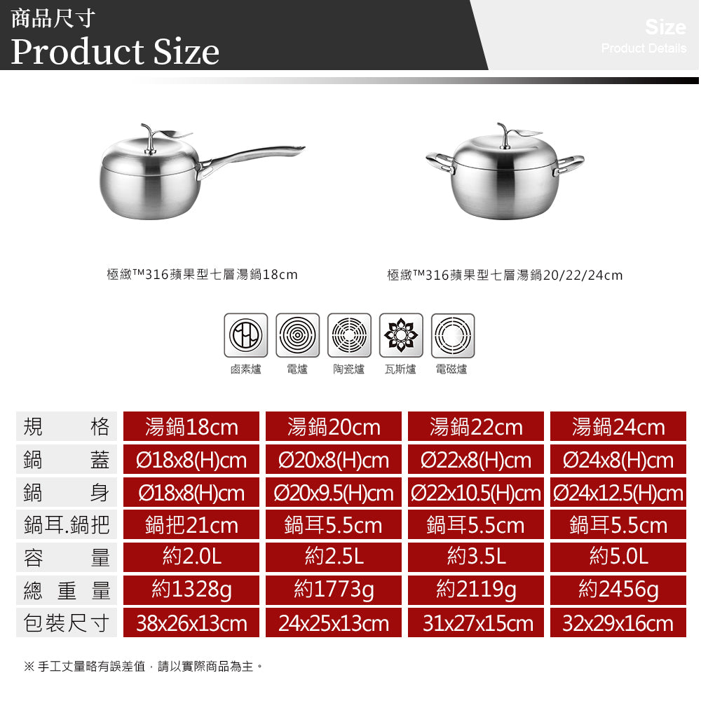 Le idea│PERFECT Extreme 316 apple-shaped seven-layer soup pot