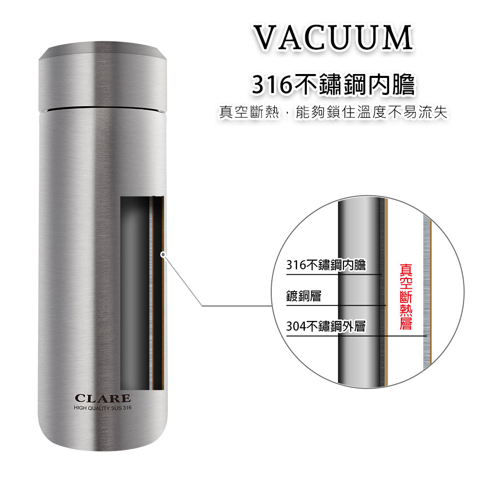 Le idea 樂德兒│CLARE 晶鑽 316不鏽鋼 真空全鋼杯 真空保溫杯