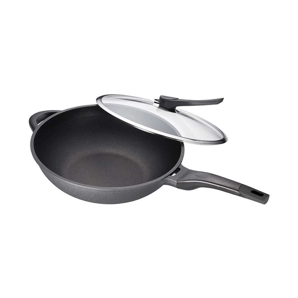 Le idea│PERFECT Japanese-style black gold steel wok non-stick wok with lid