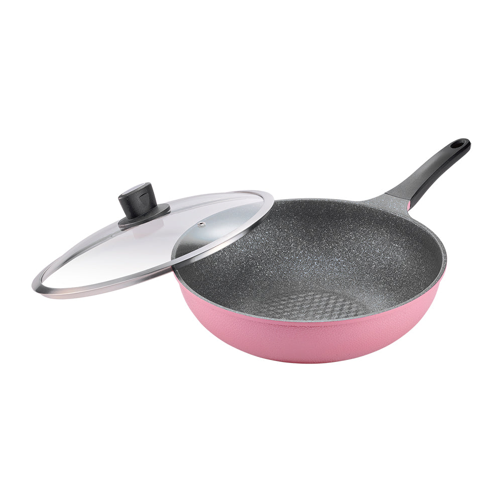 Le idea│PERFECT Korean crystal diamond non-stick deep wok with lid