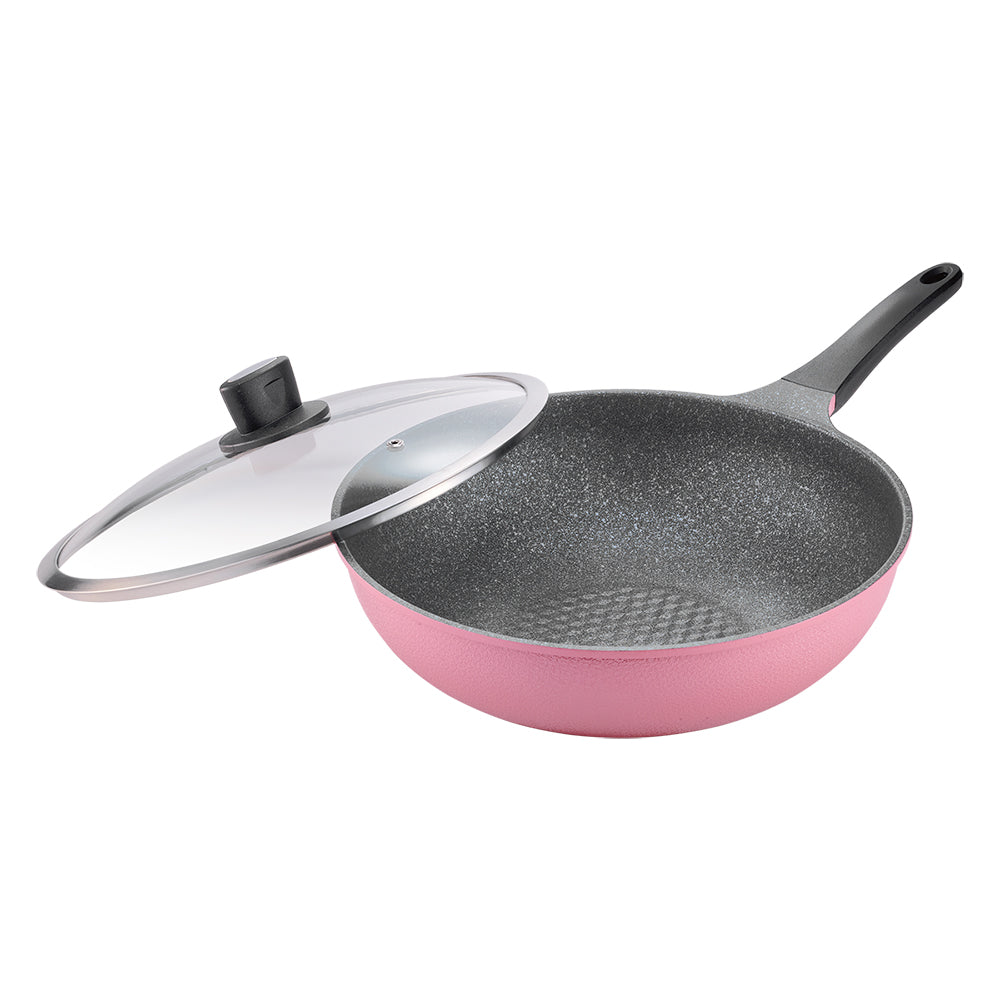 Le idea│PERFECT Korean crystal diamond non-stick deep wok with lid