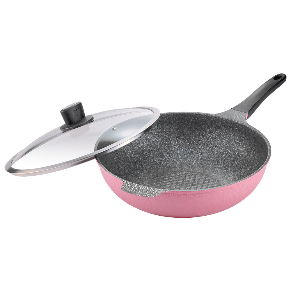 Le idea│PERFECT Korean crystal diamond non-stick deep wok with lid