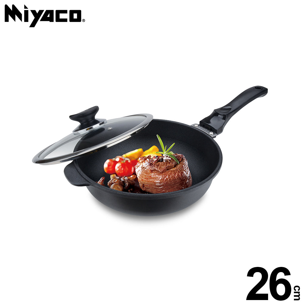 Le idea│Miyaco far infrared ceramic non-stick deep pan spatula can be used with lid