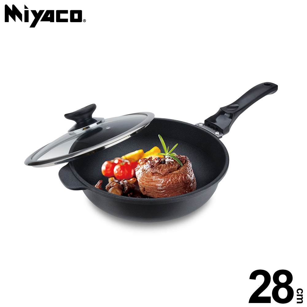 Le idea│Miyaco far infrared ceramic non-stick deep pan spatula can be used with lid