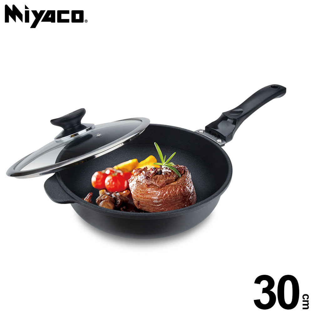 Le idea│Miyaco far infrared ceramic non-stick deep pan spatula can be used with lid