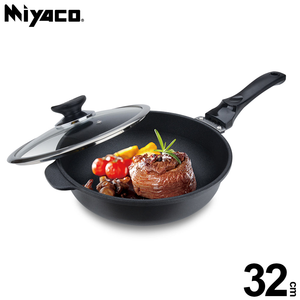 Le idea│Miyaco far infrared ceramic non-stick deep pan spatula can be used with lid