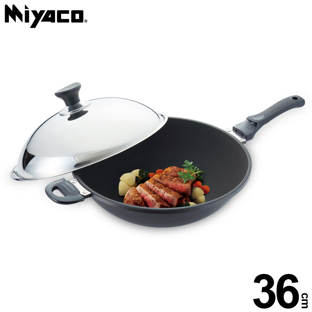 Le idea│Miyaco far infrared ceramic non-stick wok can be used with a shovel and a lid