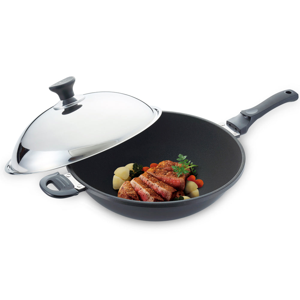 Le idea│Miyaco far infrared ceramic non-stick wok can be used with a shovel and a lid