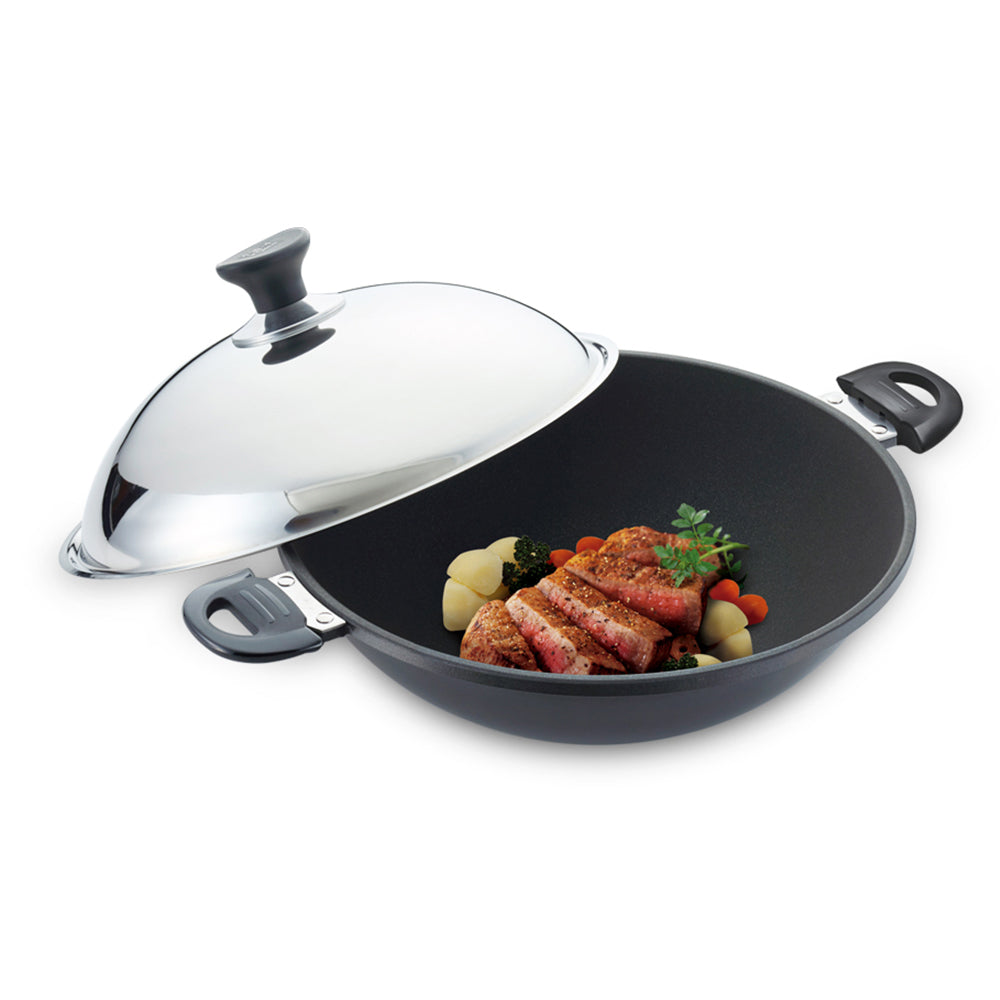 Le idea│Miyaco far infrared ceramic non-stick wok can be used with a shovel and a lid