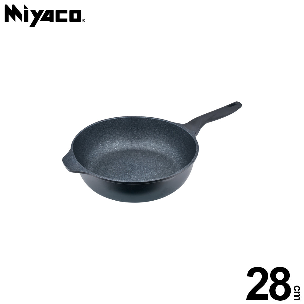 Le idea│Miyaco mineral rock cast non-stick deep frying pan flat frying pan IH without lid