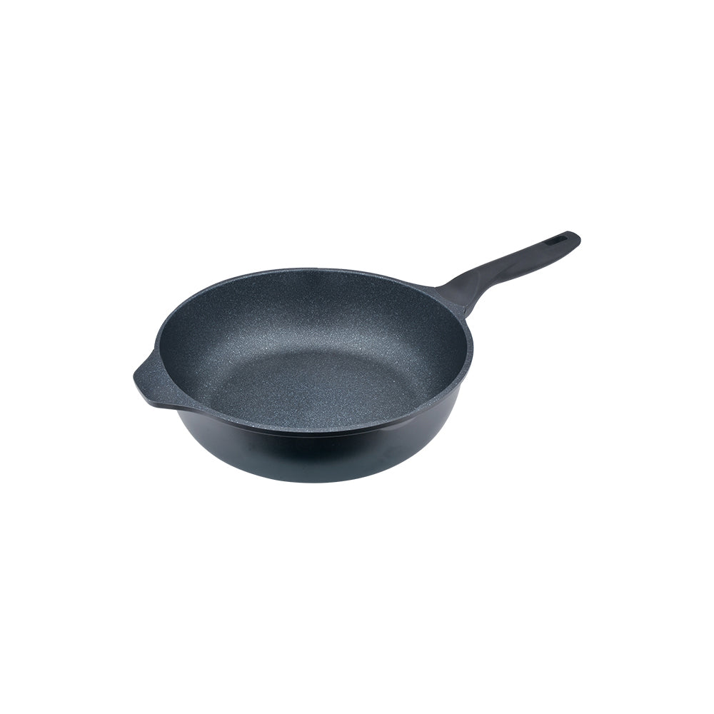 Le idea│Miyaco mineral rock cast non-stick deep frying pan flat frying pan IH without lid
