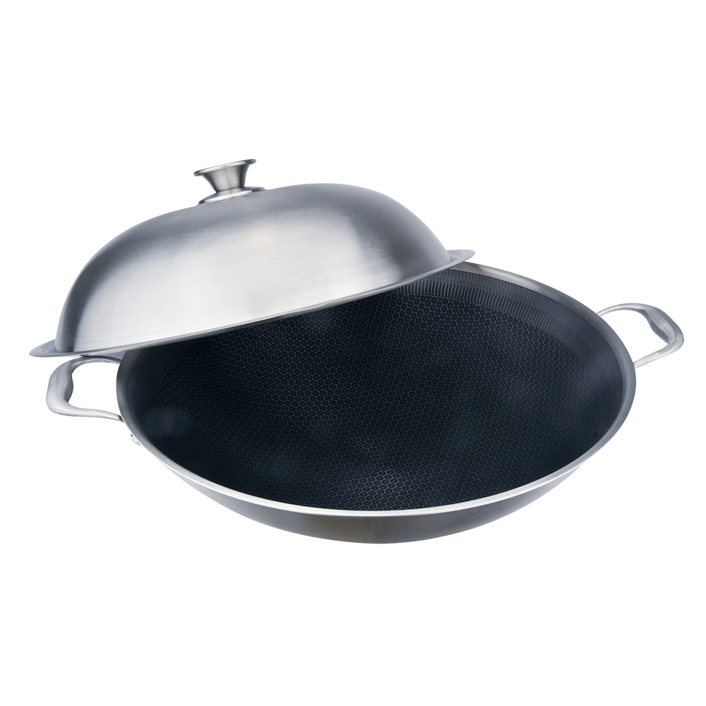 Le idea│PERFECT titanium crystal honeycomb non-stick wok 316 stainless steel eight-layer composite gold with lid