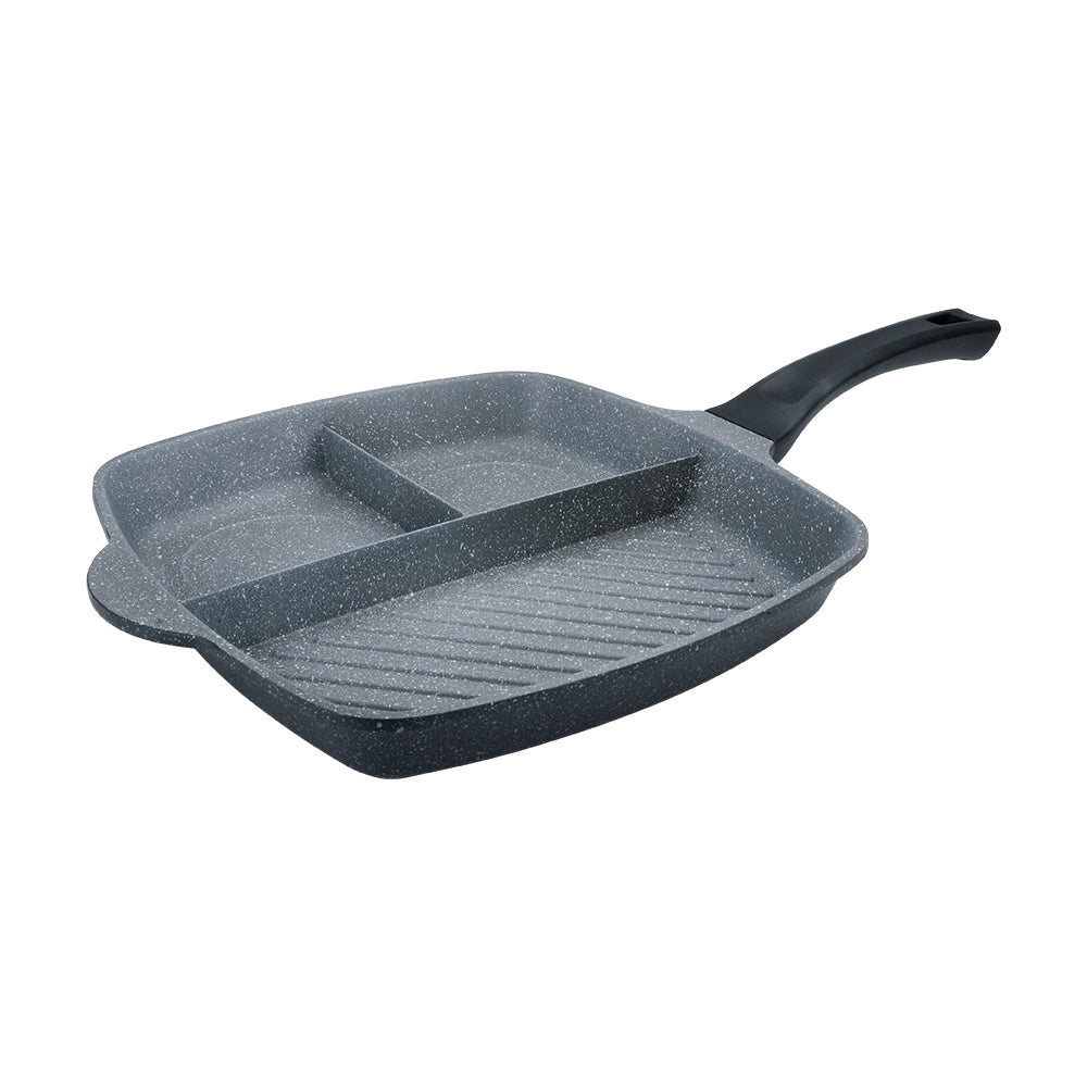 Le idea│PERFECT ultimate cast non-stick three-compartment flat frying pan multi-functional non-stick flat frying pan IH without lid 28cm