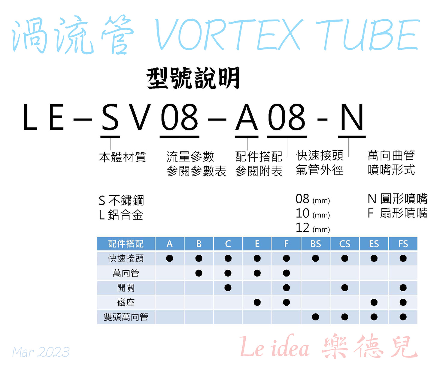 Le idea│LE-SV10 JD Vortex Tube VORTEX TUBE Cold Air Gun Quick Freeze Tube Hot and Cold Air Conditioning Refrigerator