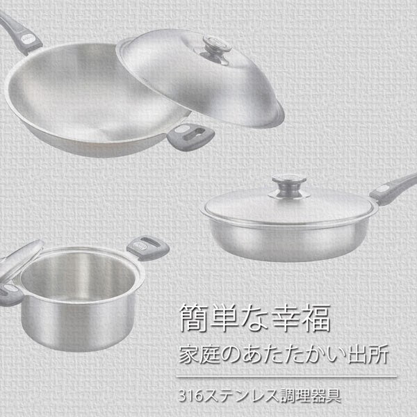 Le idea│PERFECT 316 stainless steel seven-layer composite gold wok with lid