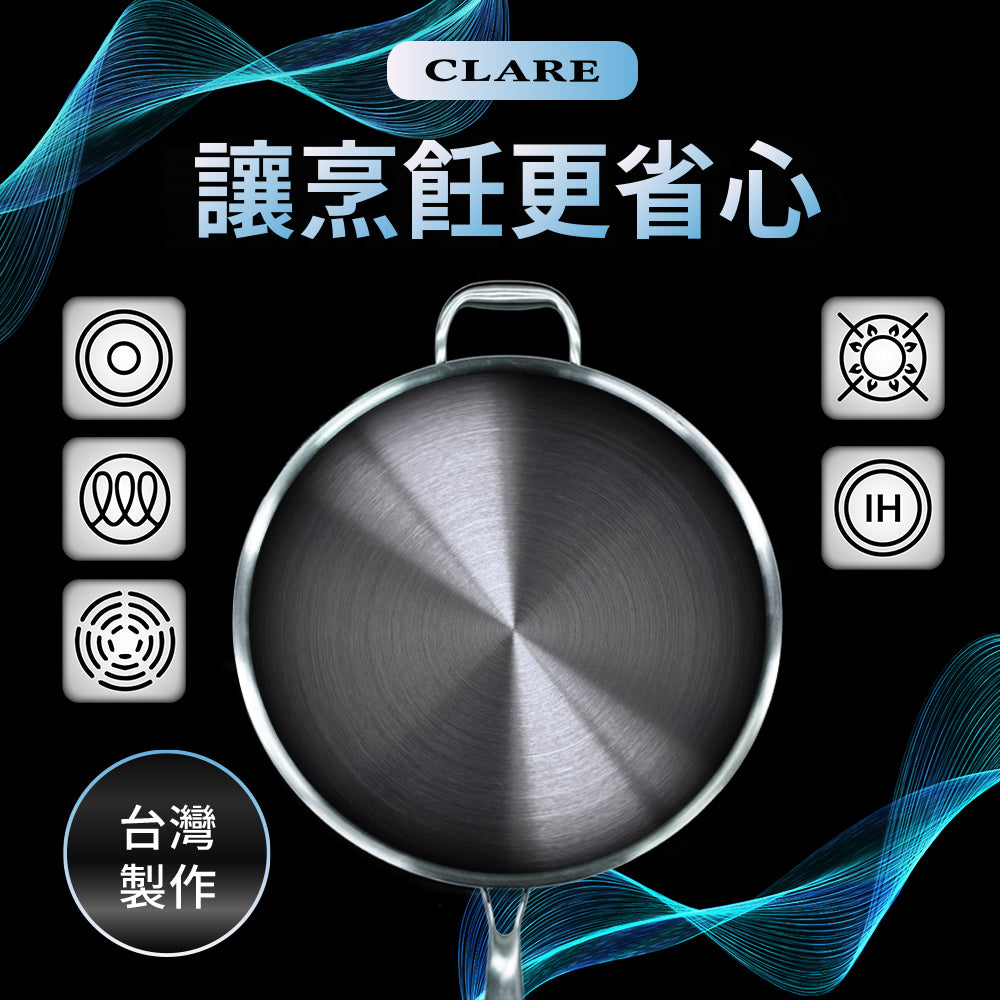 Le idea│CLARE 316 stainless steel seven-layer composite gold wok with lid