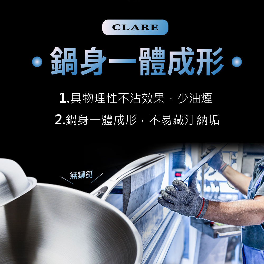 Le idea│CLARE 316 stainless steel seven-layer composite gold wok with lid