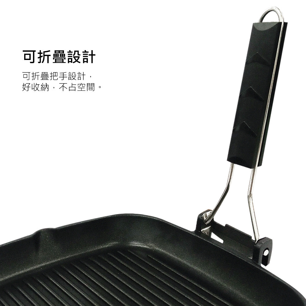 Le idea│PERFECT Japanese-style black gold steel folding frying pan frying pan folding baking pan without lid