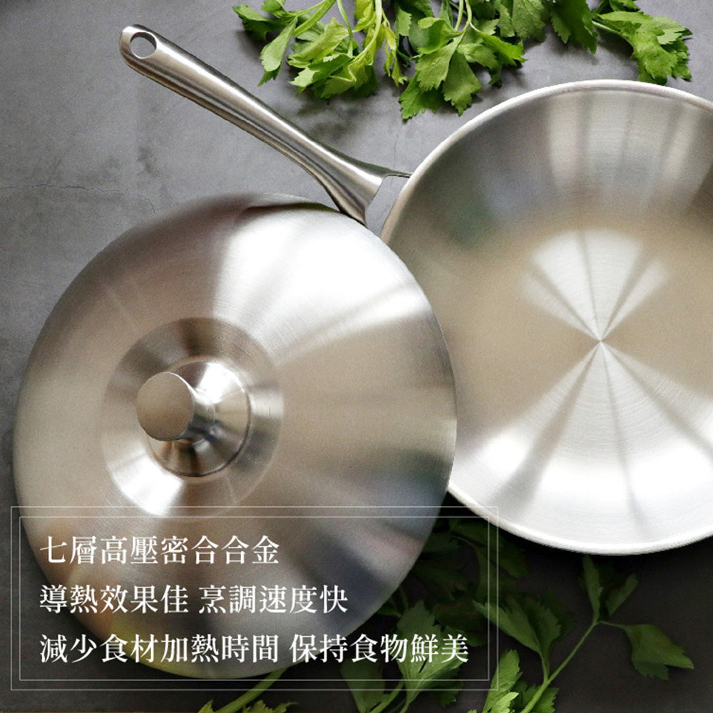 Le idea│Miyaco elegant 316 stainless steel seven-layer composite gold pan IH 28cm