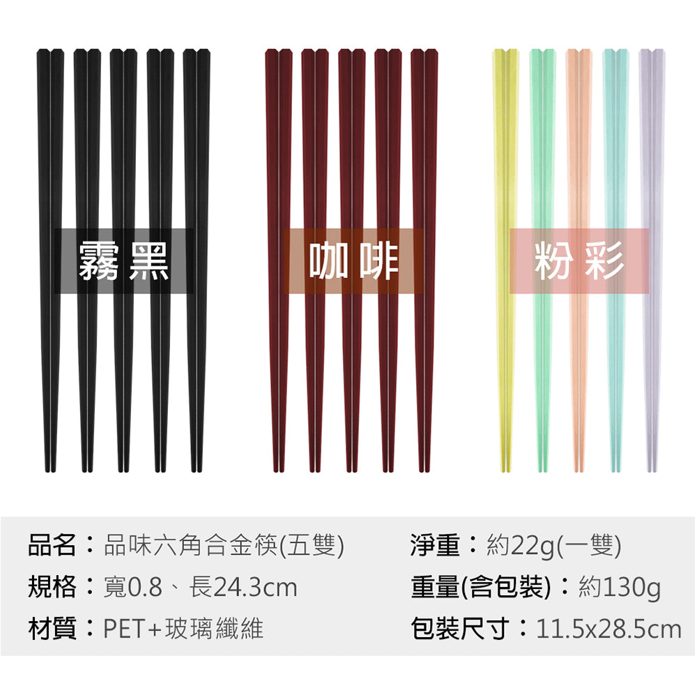 Le idea│PERFECT taste hexagonal alloy chopsticks hexagonal chopsticks macaron chopsticks colorful chopsticks fiberglass chopsticks