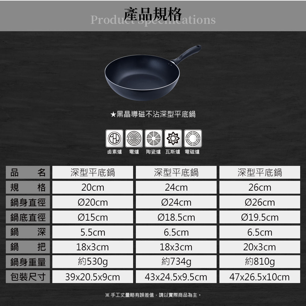 Le idea│Miyaco black crystal magnetic non-stick deep pan IH without lid