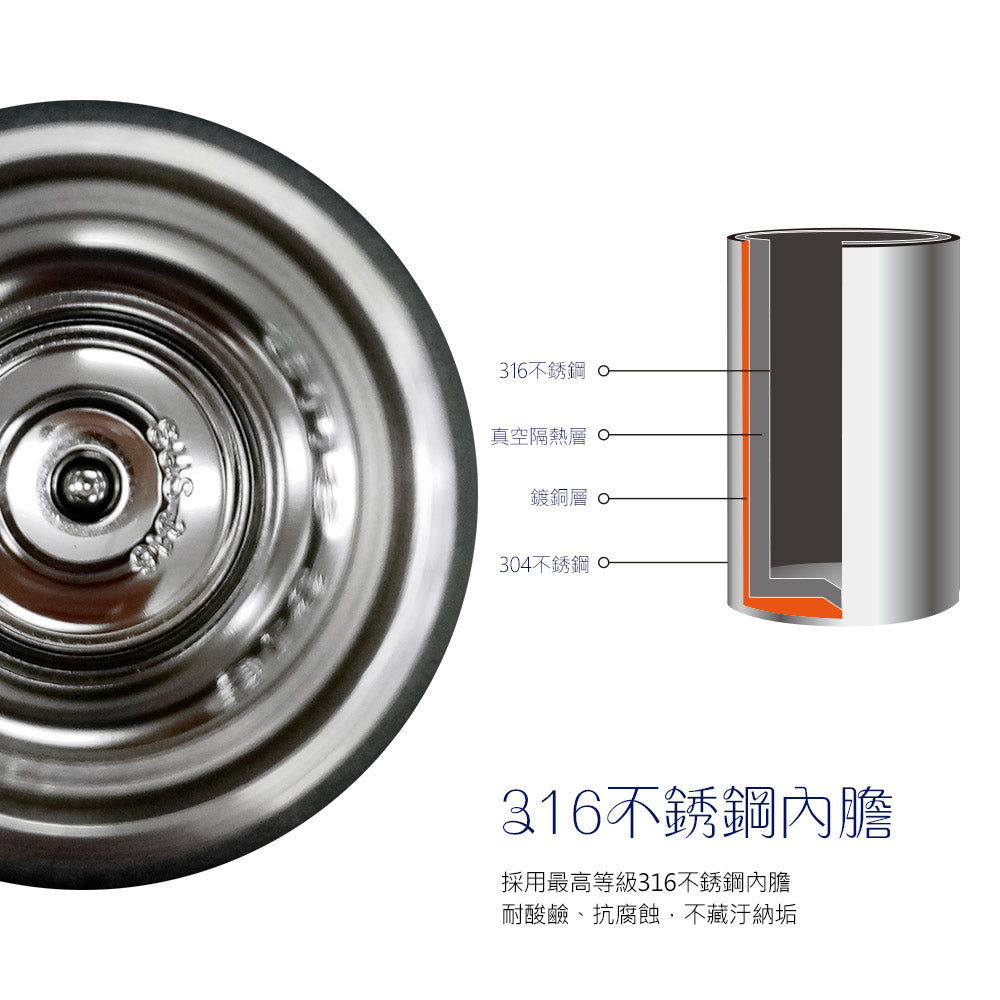 Le idea│PERFECT ultra-lightweight 316 stainless steel vacuum cup thermos cup with spring lid