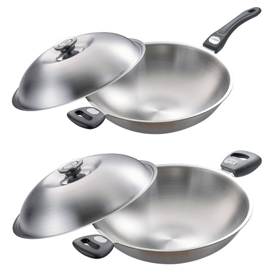 Le idea│PERFECT 316 stainless steel seven-layer composite gold wok with lid