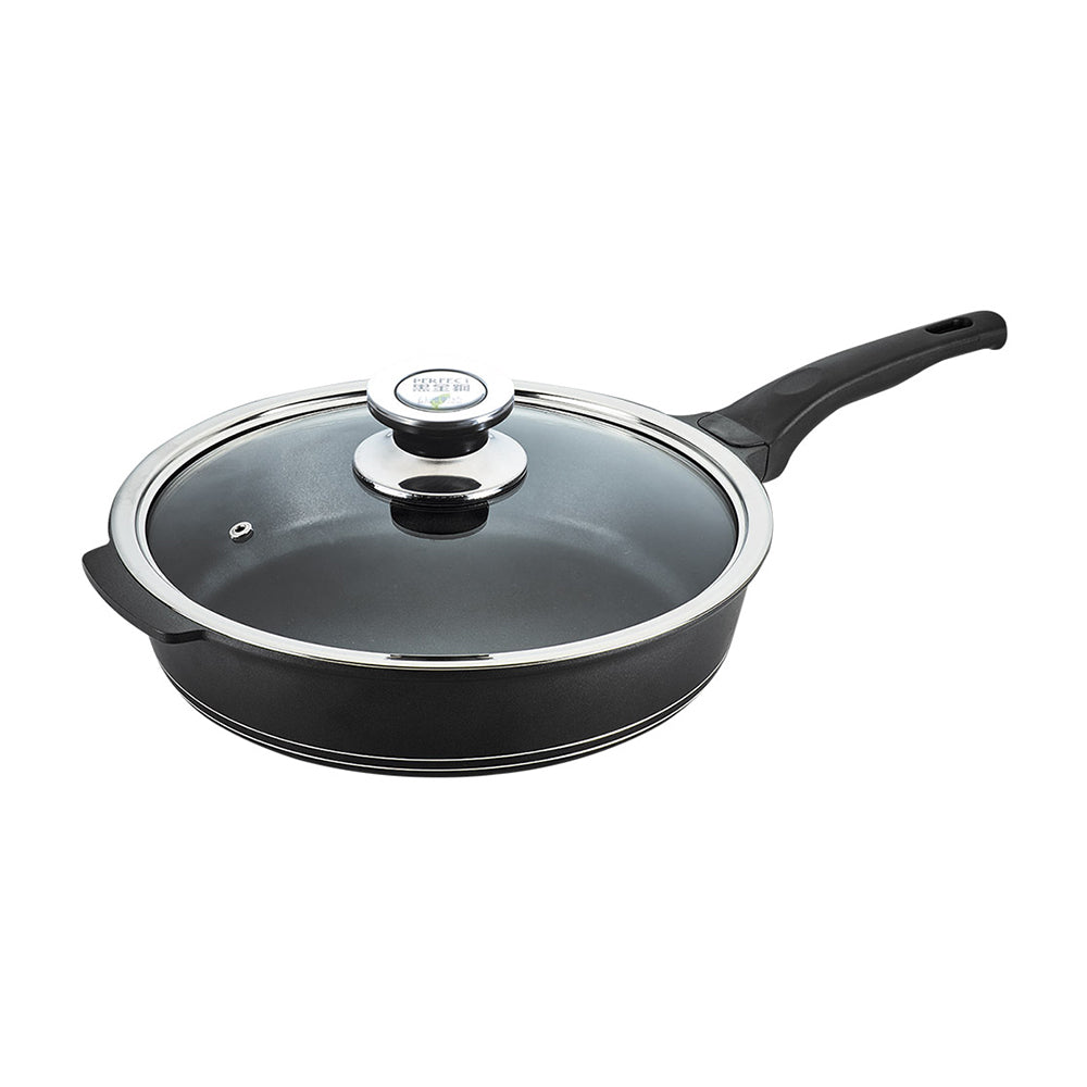 Le idea│PERFECT Japanese-style black gold steel deep pan non-stick pan IH with lid