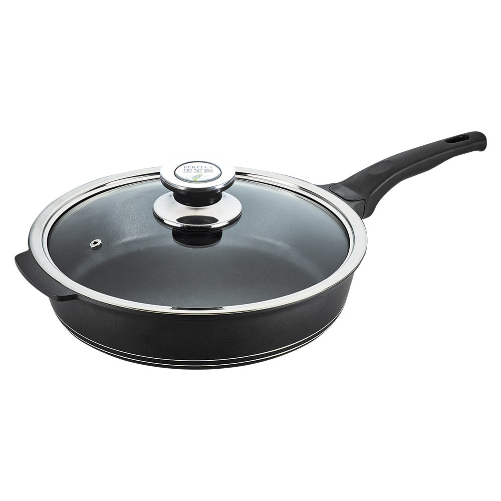 Le idea│PERFECT Japanese-style black gold steel deep pan non-stick pan IH with lid