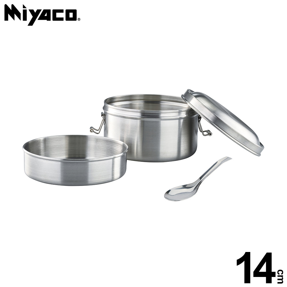 Le idea│Miyaco classic 316 stainless steel double-layer round lunch box with spoon