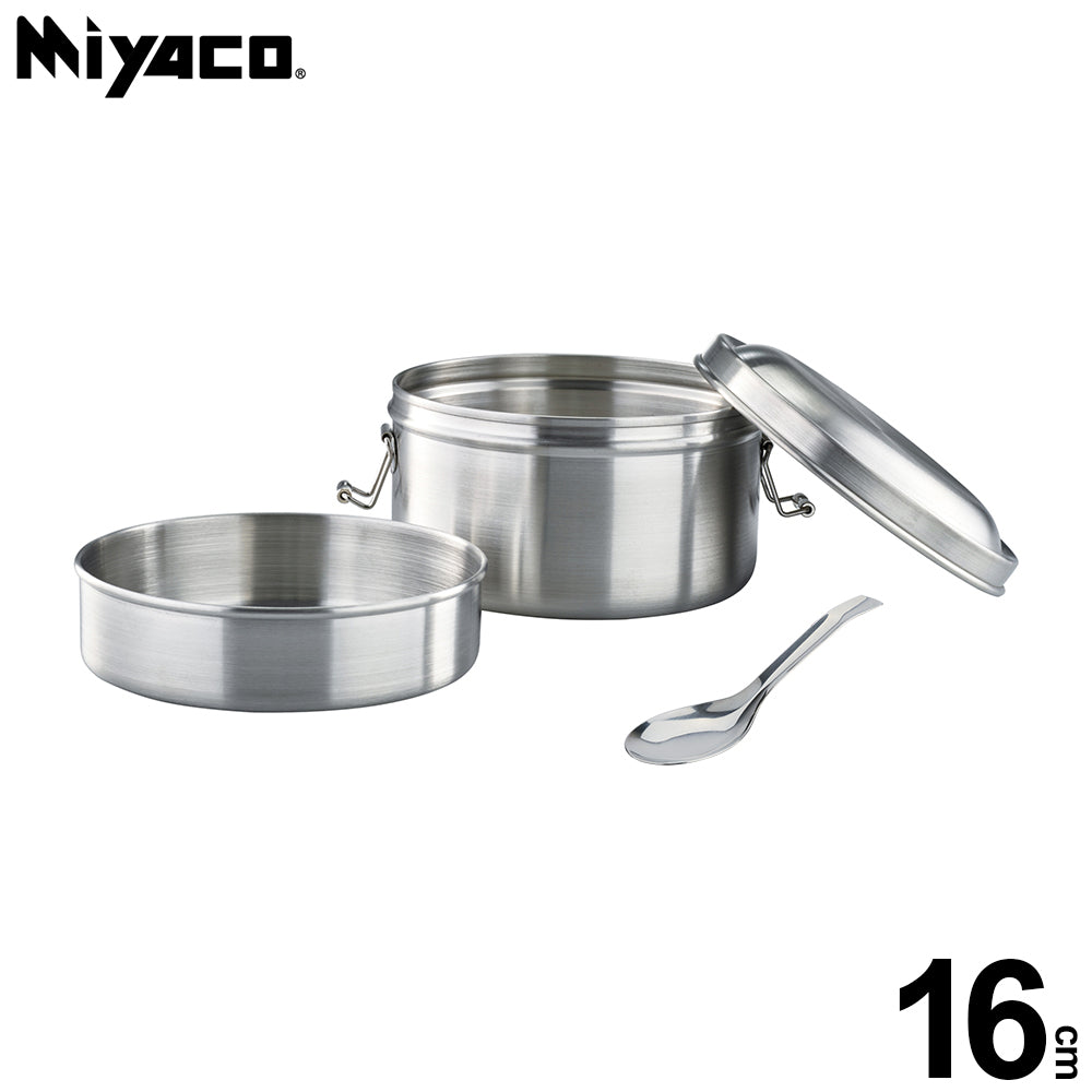 Le idea│Miyaco classic 316 stainless steel double-layer round lunch box with spoon