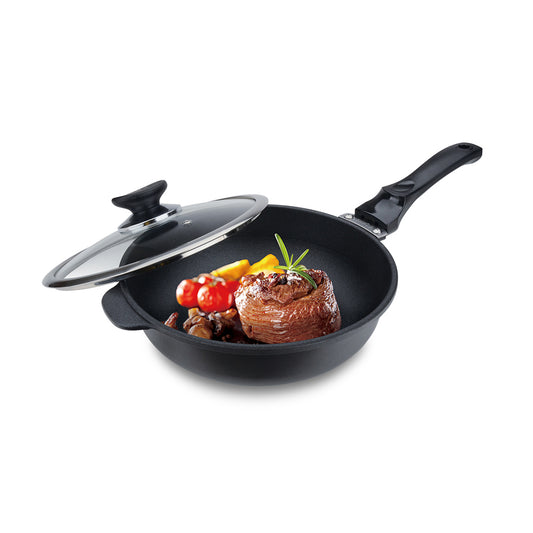 Le idea│Miyaco far infrared ceramic non-stick deep pan spatula can be used with lid