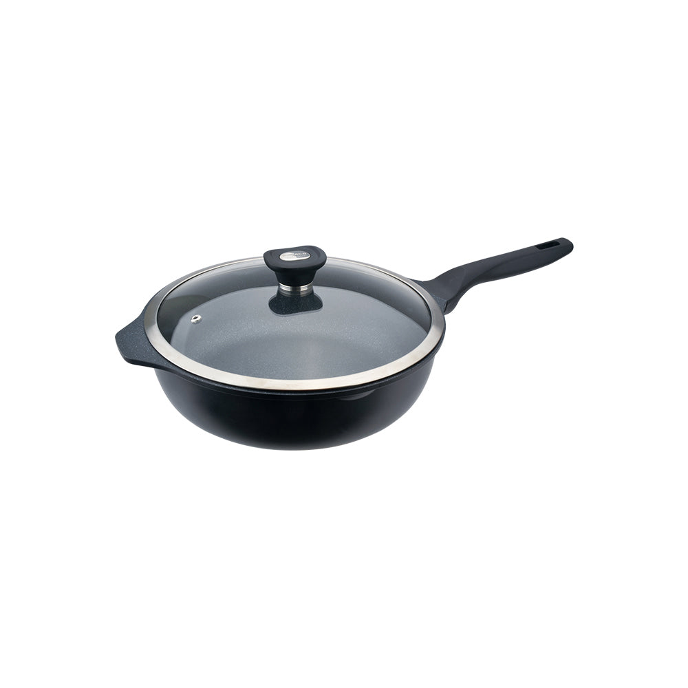 Le idea│Miyaco mineral rock cast non-stick deep frying pan flat frying pan IH with lid