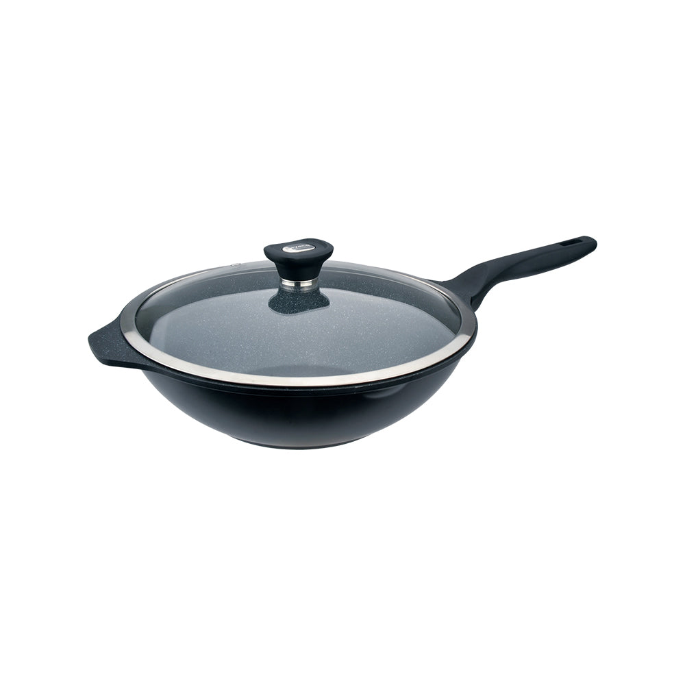 Le idea│Miyaco mineral rock cast non-stick deep frying pan flat frying pan IH with lid