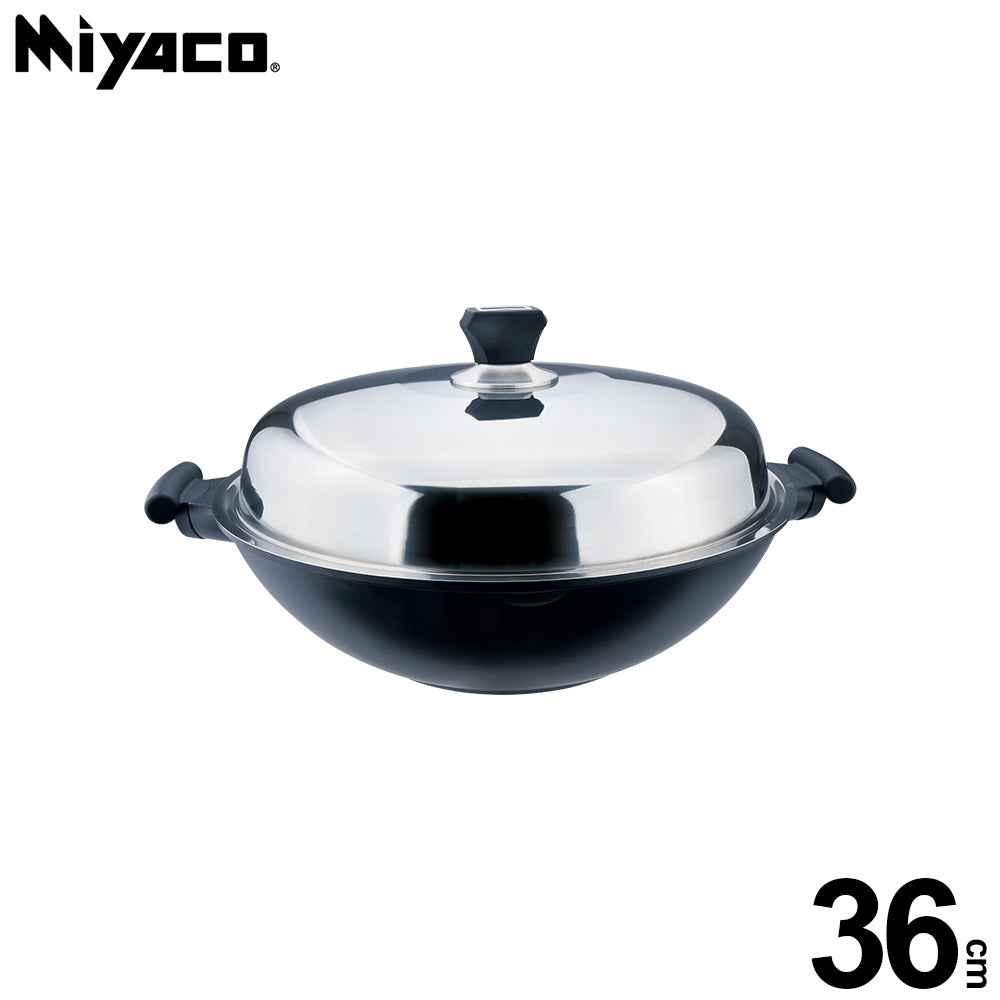 Le idea│Miyaco mineral rock cast non-stick deep frying pan flat frying pan IH with lid