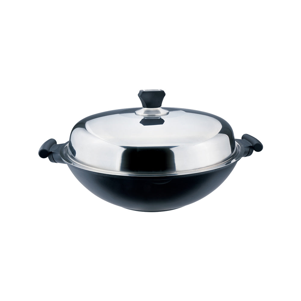 Le idea│Miyaco mineral rock cast non-stick deep frying pan flat frying pan IH with lid