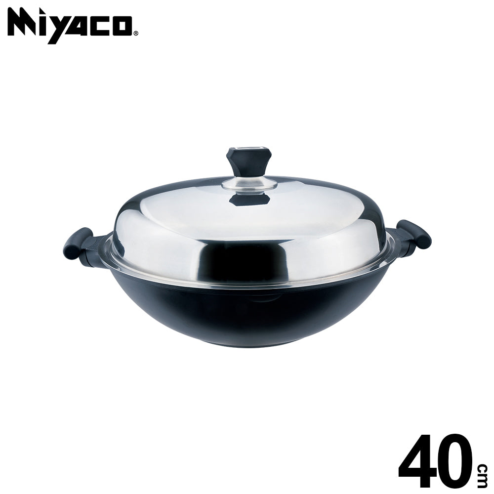 Le idea│Miyaco mineral rock cast non-stick deep frying pan flat frying pan IH with lid