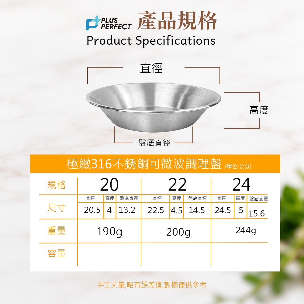 PERFECT 理想牌｜極緻 316不鏽鋼 可微波 調理盤