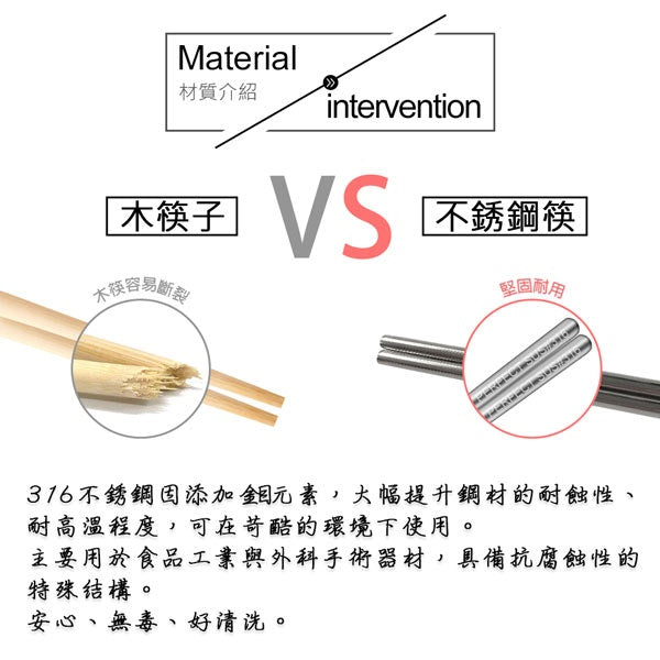 Le idea│PERFECT ultimate 316 stainless steel chopsticks portable chopsticks stainless steel tableware chopsticks