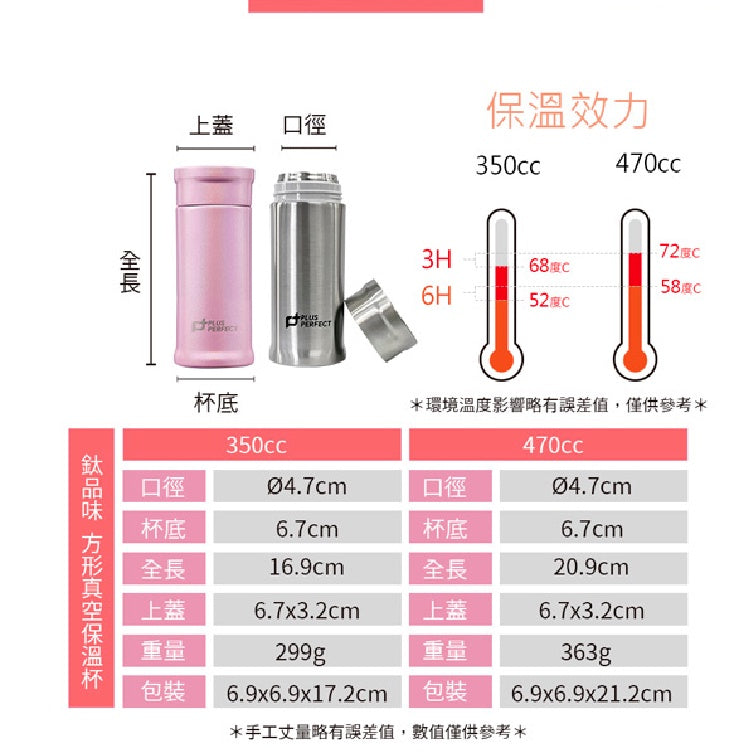 Le idea 樂德兒│PERFECT 理想牌 鈦品味 方形 真空 保溫杯 鈦杯 保溫瓶